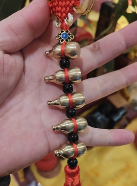 纯正黄铜葫芦串铜葫芦盖子可打开化门对门五个葫芦挂件家居吉祥物