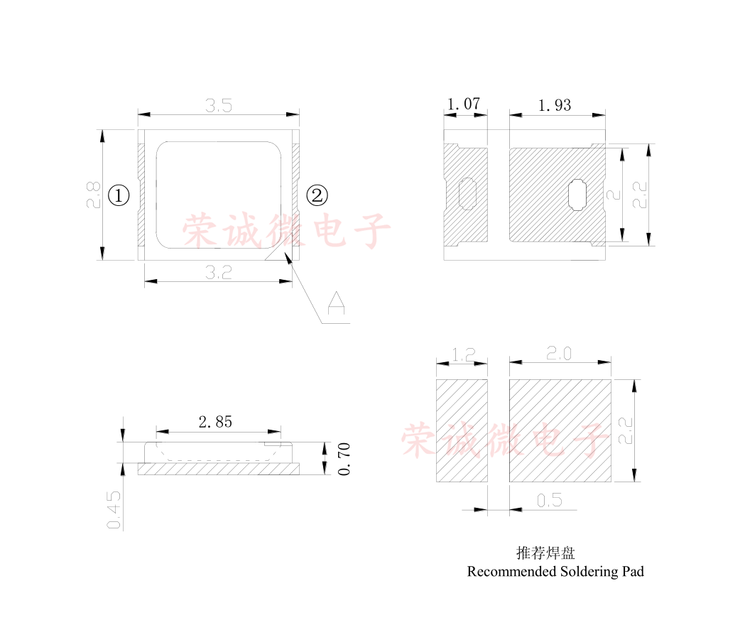 LED 2835 白光 暖白 贴片高亮灯珠 1W/3V 6V 9V 115-125LM贴片LED - 图0