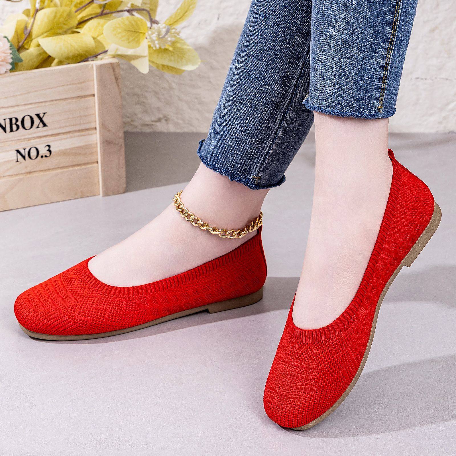 平底软底女鞋懒人针织单鞋浅口百搭飞织豆豆鞋夏季网红新款奶奶鞋,淘宝优惠券,粉丝福利购,淘宝优惠卷