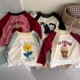100% pure cotton children's long-sleeved T-shirt base shirt for spring cartoon patch boys and girls color combination cute fashionable top