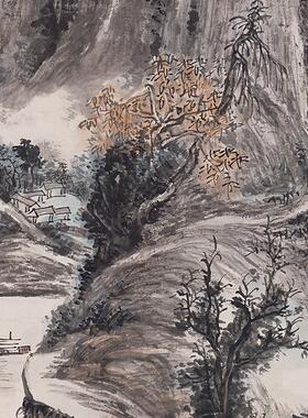 原大复制黄宾虹中期转型作品霜容点碧岚图国画山水画微喷装饰画