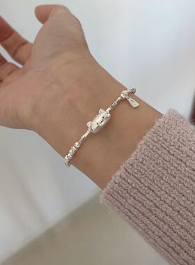 新款法棍猫咪手链女轻奢百搭简约可调甜美手饰礼物闺蜜