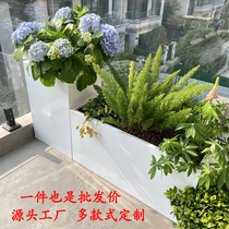 Customize outdoor flower beds Mobile flower case outdoor fence flower groove outside pendulum partition planting box stainless steel flower pot iron art