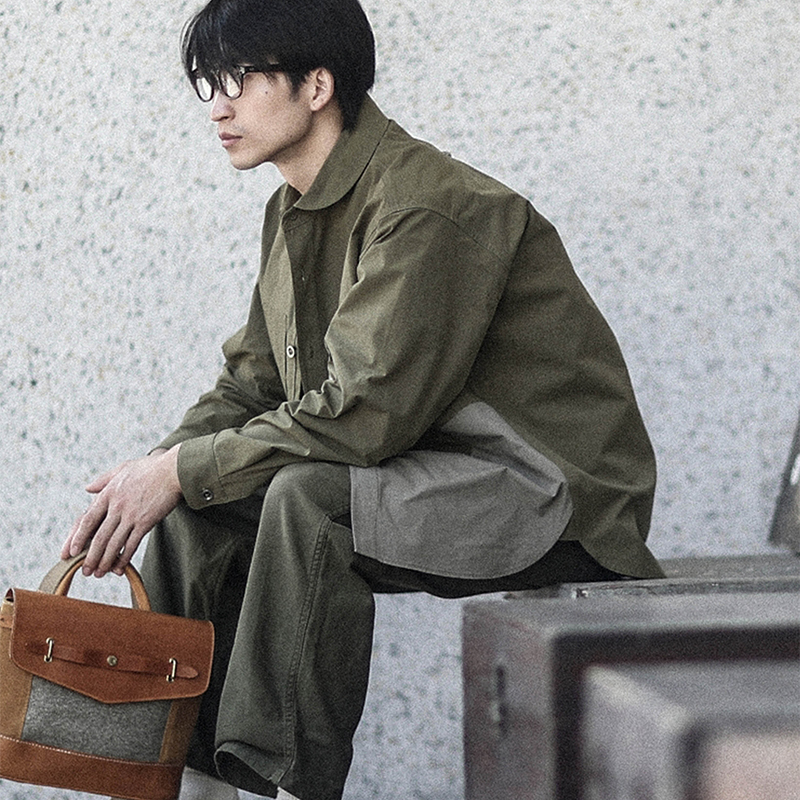 HKWORKSHOP拼装衬衫外套春秋季长袖工装宽松休闲复古撞色机能风 - 图1