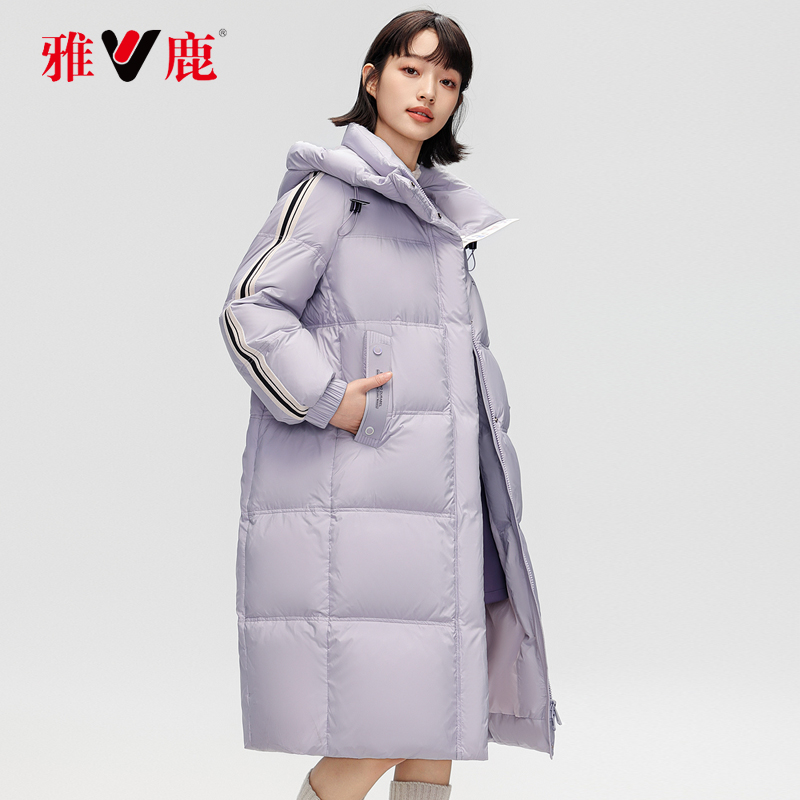 雅鹿旗舰店2023新款羽绒服女中长版面包服长版过膝新设计冬季外套