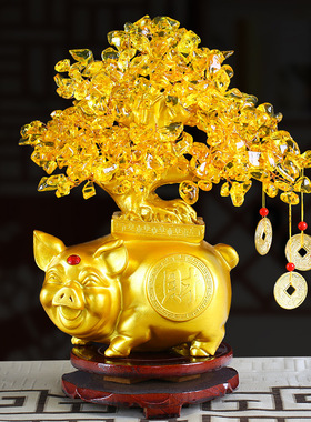 水晶招财树摇钱树发财树摆件