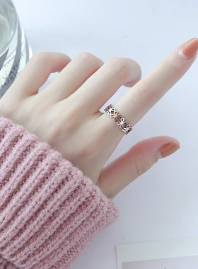 韩版钛钢玫瑰金个性冷淡风18K