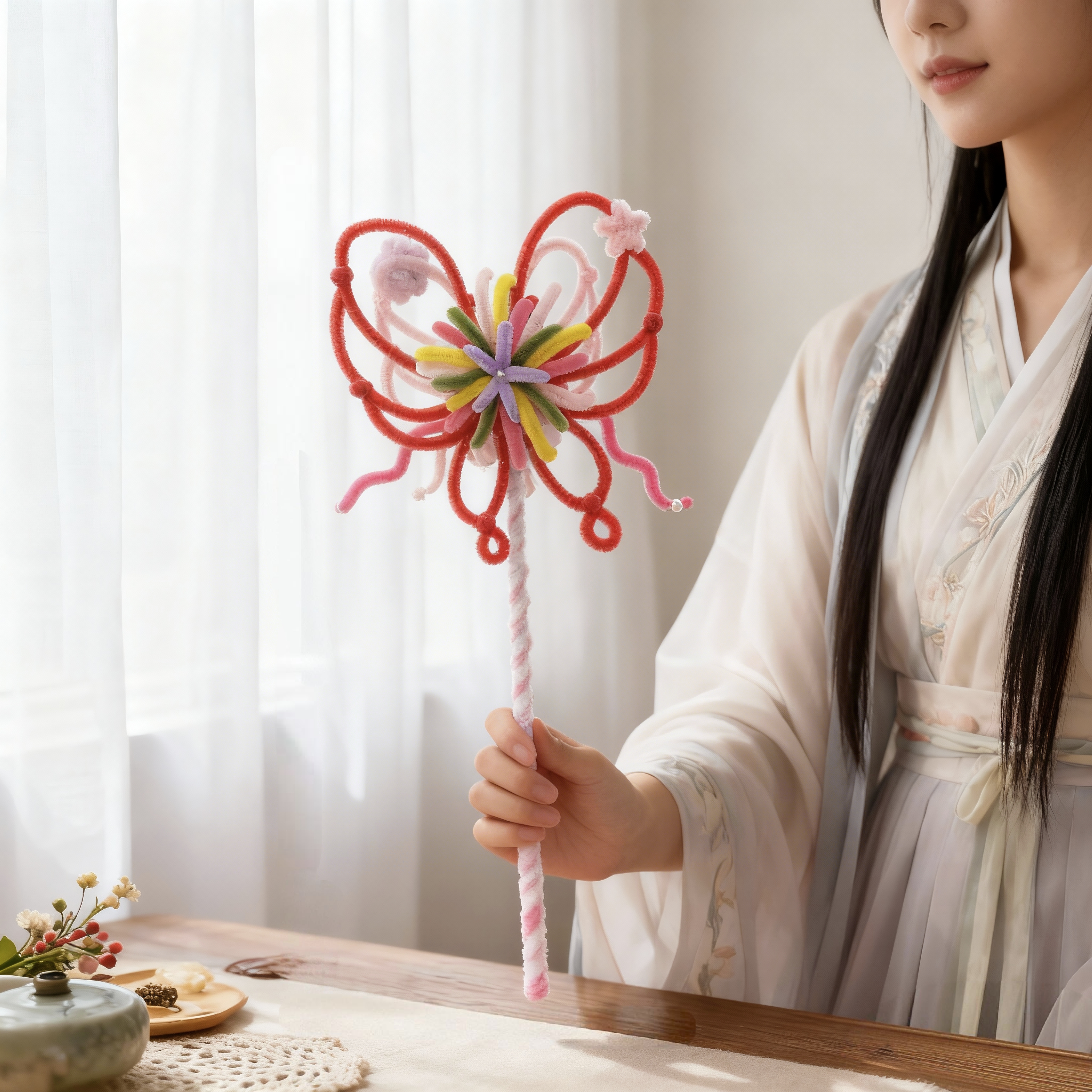 【成品】蝴蝶花火扭扭棒仙女棒六一儿童节礼物diy拍照氛围神器 - 图2