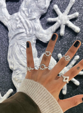 尾戒蝴蝶结设计银饰时尚原创手工