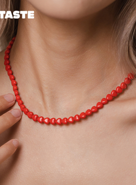 XTASTE 德国 HOLA AMOR ESTUDIOS红爱心琉璃项链贵气高级感配饰