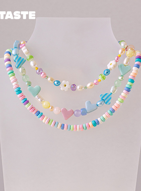 XTASTE 荷兰 RIICE彩色糖果串珠手链项链baby同款粉色可爱细珠链