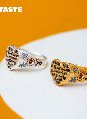 【限时85折】XTASTE 韩国 KIMZISTUDIO 爱心字母戒指镀金配饰时尚