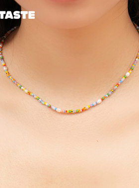 XTASTE 丹麦 ANNI LU 彩色细珠项链锁骨链细串珠手工原创时尚配饰