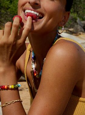 XTASTE 丹麦 ANNI LU 彩虹玻璃珠项链锁骨链原创设计时尚配饰女生