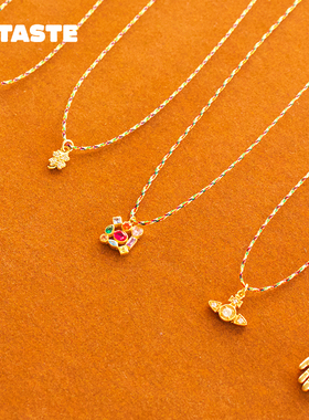 法国DELPHES彩绳金色吊坠项链