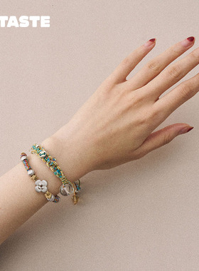 野兽派藏式花花串珠编绳手链配饰