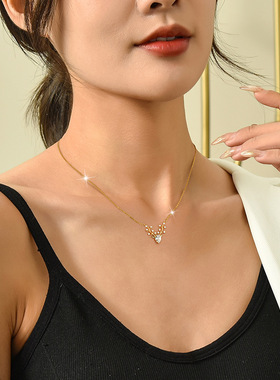 锁骨链项链钛钢精致轻奢微镶锆石