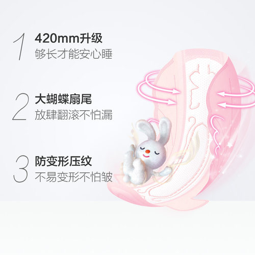 苏菲卫生巾超熟睡随心翻超薄棉柔量多超长夜用42cm防侧漏女姨妈巾 - 图2