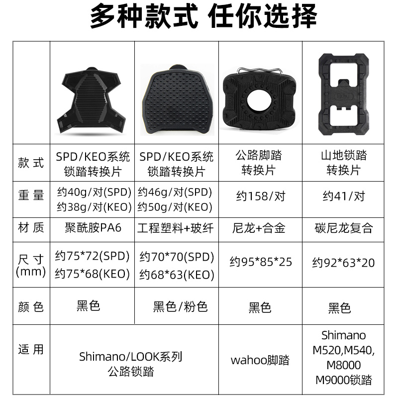 禧玛诺锁踏转平踏转换器公路车适用shimano/WAHOO/LOOK棒棒糖锁片 - 图1