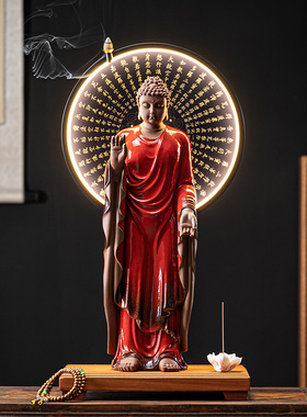 西方三圣陶瓷佛像摆件