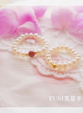 Pura大珍小珠《一抹朱砂红》朱砂珍珠戒指极细近圆强光天然淡水