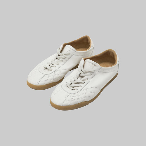 犀利哥MD女鞋 春季新款 系带小白鞋圆头休闲复古德训鞋平底运动鞋 - 图0