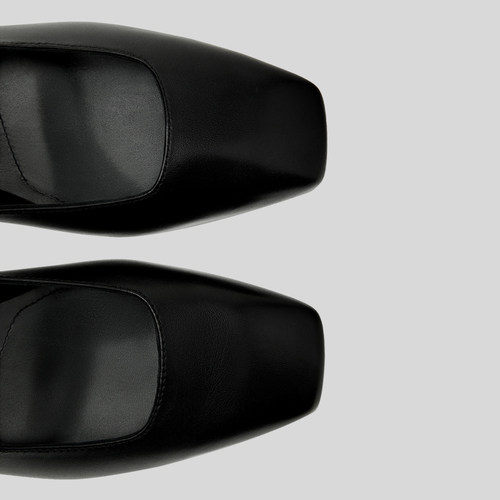 犀利哥MD女鞋 黑色复古简约卡扣装饰平底芭蕾鞋 法式方头浅口单鞋 - 图2