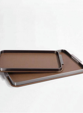 轻奢现代编织皮革金属托盘家居软装客厅茶几收纳盘浴室香薰盘摆件