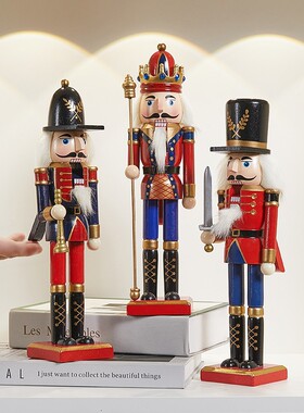 欧式胡桃夹子摆件创意木头士兵玩偶客厅儿童房间书柜子家居装饰品