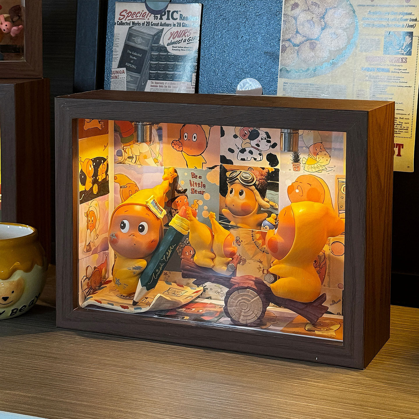 星星人收纳展示柜透明防尘发光展示盒手办泡泡玛特DIY中空相框架,淘宝优惠券,粉丝福利购,淘宝优惠卷