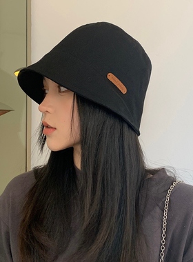 四季款ins黑色女遮阳潮百搭日系原宿港风适合短发的渔夫帽子