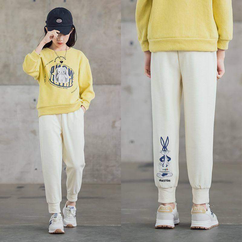 儿童运动裤束脚秋冬中大童新款宽松卫裤女童外穿洋气休闲裤子,淘宝优惠券,粉丝福利购,淘宝优惠卷