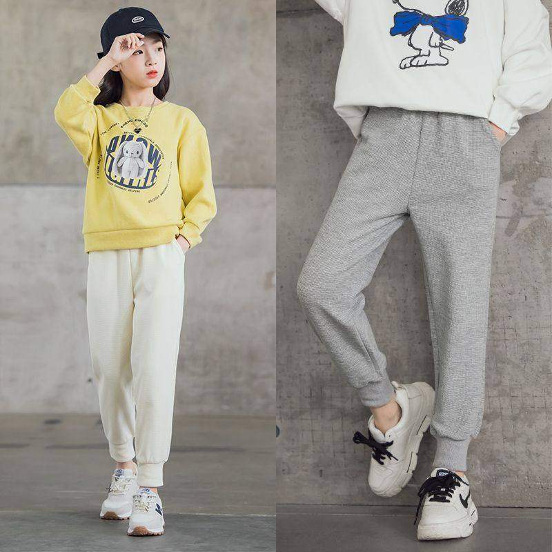 儿童运动裤束脚秋冬中大童新款宽松卫裤女童外穿洋气休闲裤子,淘宝优惠券,粉丝福利购,淘宝优惠卷