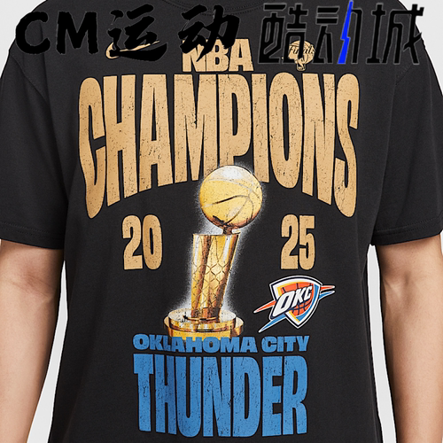 酷动城NIKE耐克男子运动休闲雷霆24-25冠军纪念短袖T恤IR5593-010 - 图2