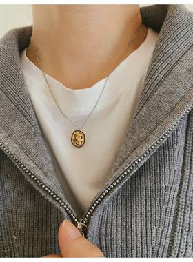 冷淡风不规则熔岩金银撞色项链女