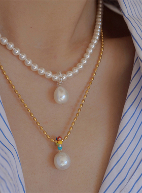 彩色串珠冰糖大巴珍珠可拆卸吊坠