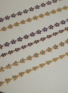 小众原创复古花朵彩色滴油手链女