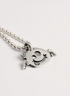 三沐手工制作 925纯银恶魔笑脸 吊坠潮男女坠银饰项链个性首饰