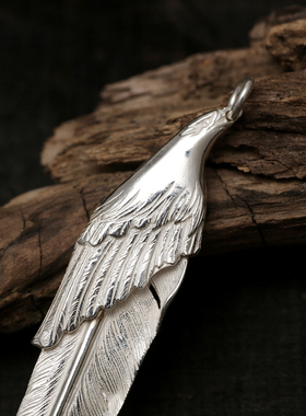 三沐饰家Horizon Blue HB鹰头羽毛吊坠925纯银非高桥吾郎手工银饰