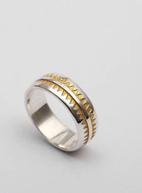 三沐饰家 UNDERCOVER 高桥盾925纯银手工 锯齿 戒指情侣 指环