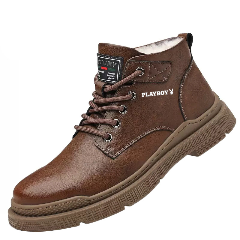花花公子马丁靴男款冬季英伦加绒羊毛真皮棉皮鞋高帮雪地工装男鞋,淘宝优惠券,粉丝福利购,淘宝优惠卷
