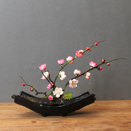仿真花假花绢花梅花花艺套装客厅茶几电视柜花艺摆设软装饰品 - 图1