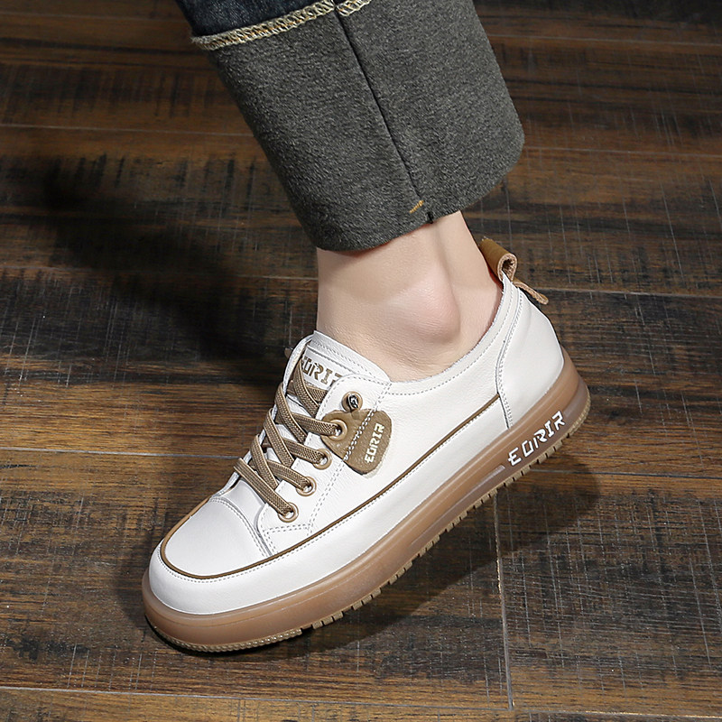 真皮小白鞋女士2025春秋新一脚蹬牛筋软底孕妇鞋懒人平底休闲板鞋,淘宝优惠券,粉丝福利购,淘宝优惠卷