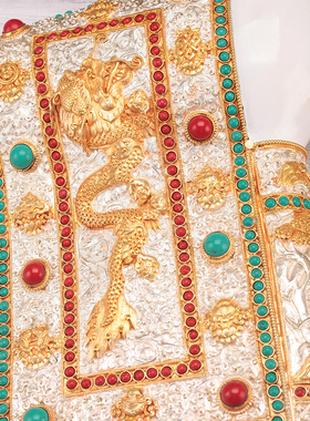 尼泊尔包铜鎏银白海螺