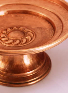 藏式供果盆果盘红铜供奉杯八供锤纹供水室内佛堂高脚大小号摆件