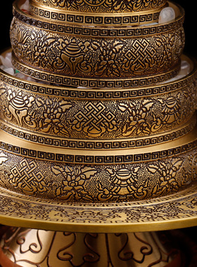 西藏八吉祥纯铜曼扎盘精工