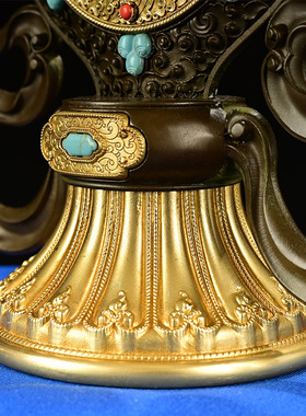 法轮慧宝纯铜古色转法金轮王七政宝A款金刚杵供奉前摆件密宗供具