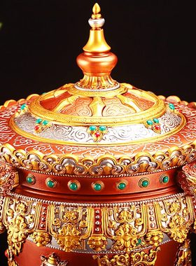 藏式家用电动转金轮摆件天珠