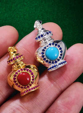 S925纯银镀金镶嵌DIY空心瓶