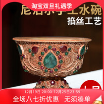 Nepal Pinch Pure Copper Water Supply Bowl TIBETAN IS DEDICATED TO WATER GLASS HOLY WATER GLASS INLAID JEWEL LARGE NUMBER 12cm